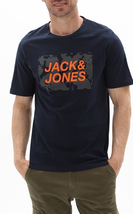 JACK & JONES-Ανδρικό t-shirt JACK & JONES 12232356 JCOLAUGE TEE SS CREW NECK FST μπλε
